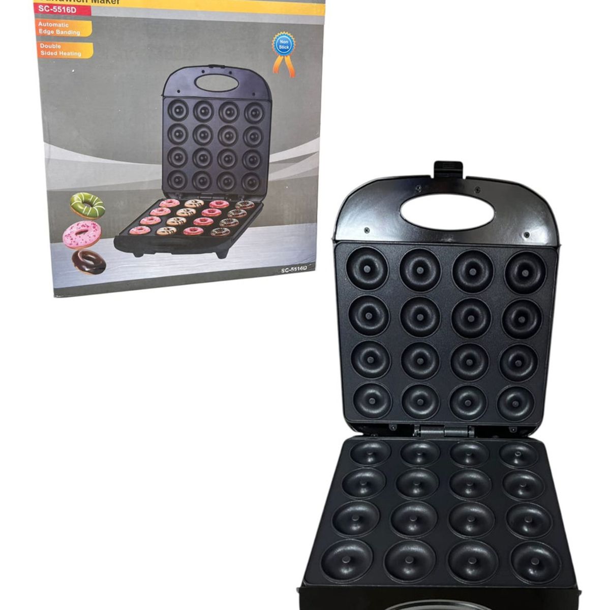 GENERICO - Maquina Para Hacer Mini Donas 16 Rosquillas Antiadherente Color Negro