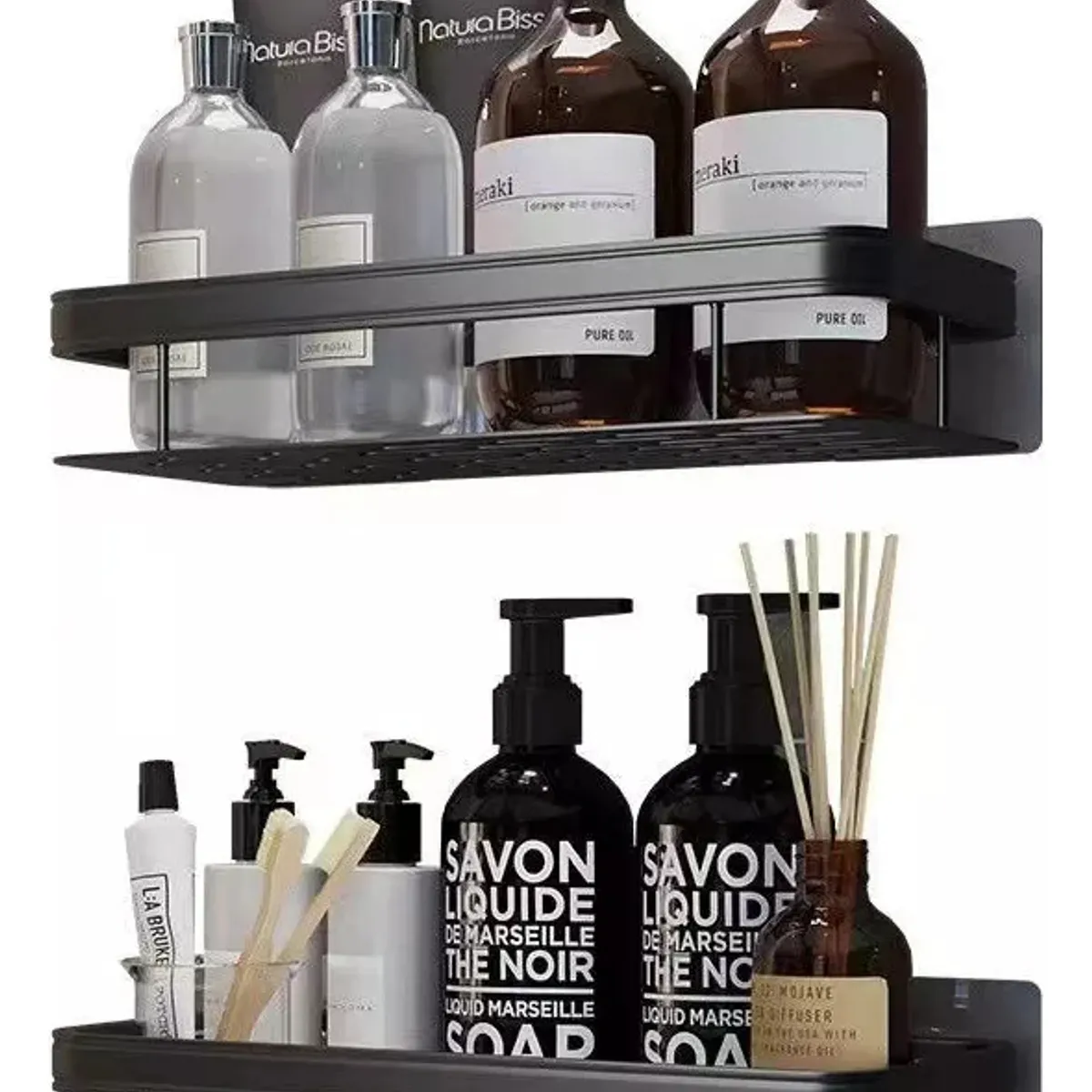 GENERICO - Organizador De Ducha Set 2 Repisa Baño Adhesivo Color Plateado