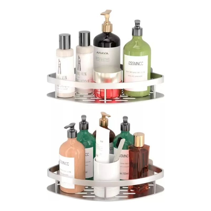 GENERICO - Organizador Esquinero Repisa Ducha Baño Adhesivo Set 2 Metal