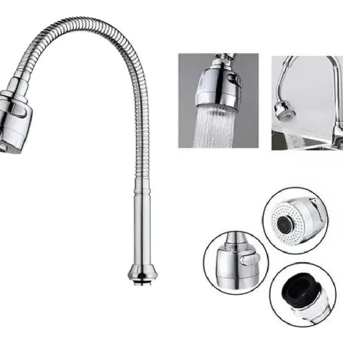 GENERICO - Llave Lavaplatos Monomando Cuello Flexible Giratorio Cocina