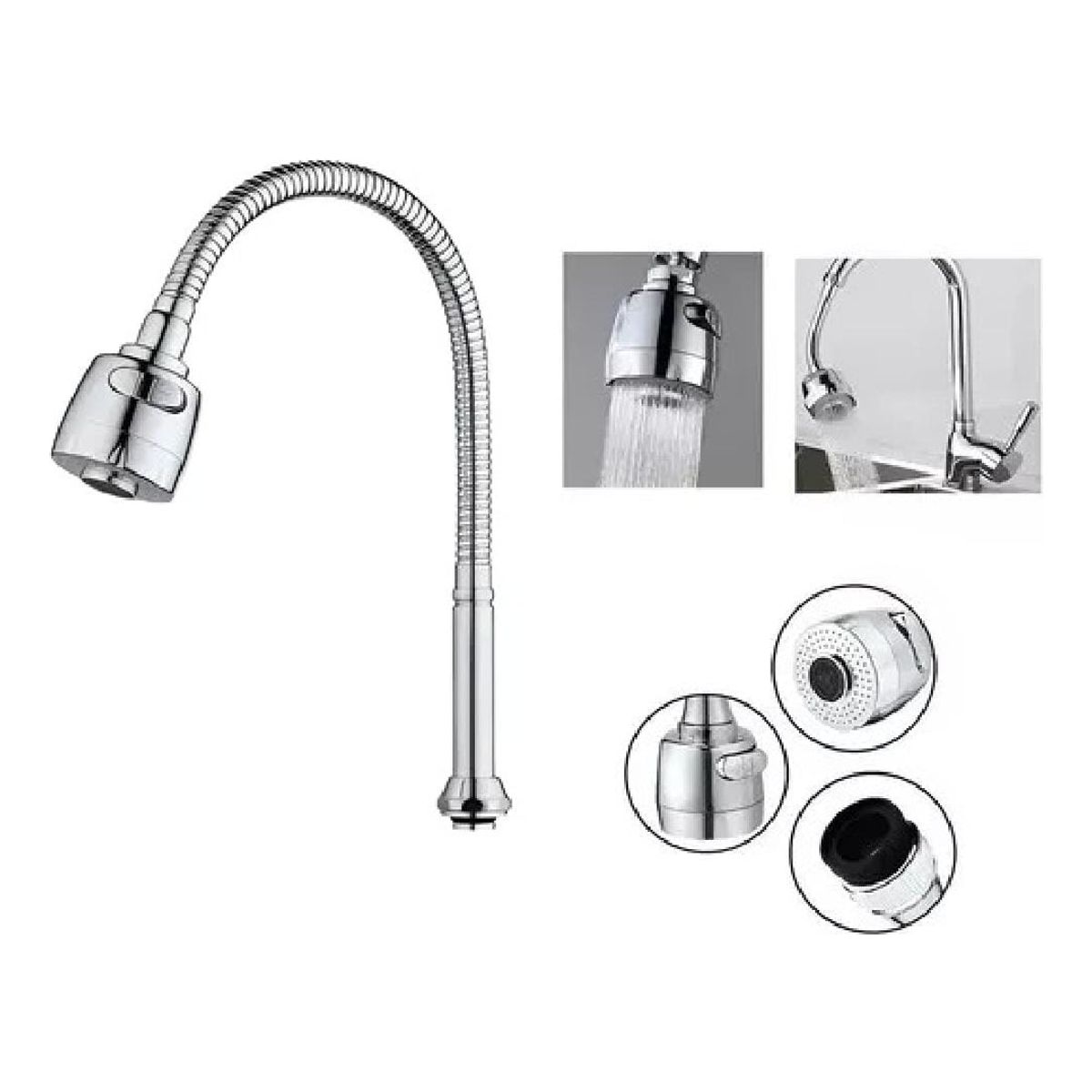 GENERICO - Llave Lavaplatos Monomando Cuello Flexible Giratorio Cocina