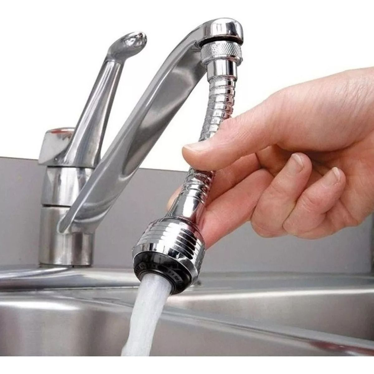 GENERICO - Extension Flexible Llave Agua 360 Cocina Baño Color Plateado