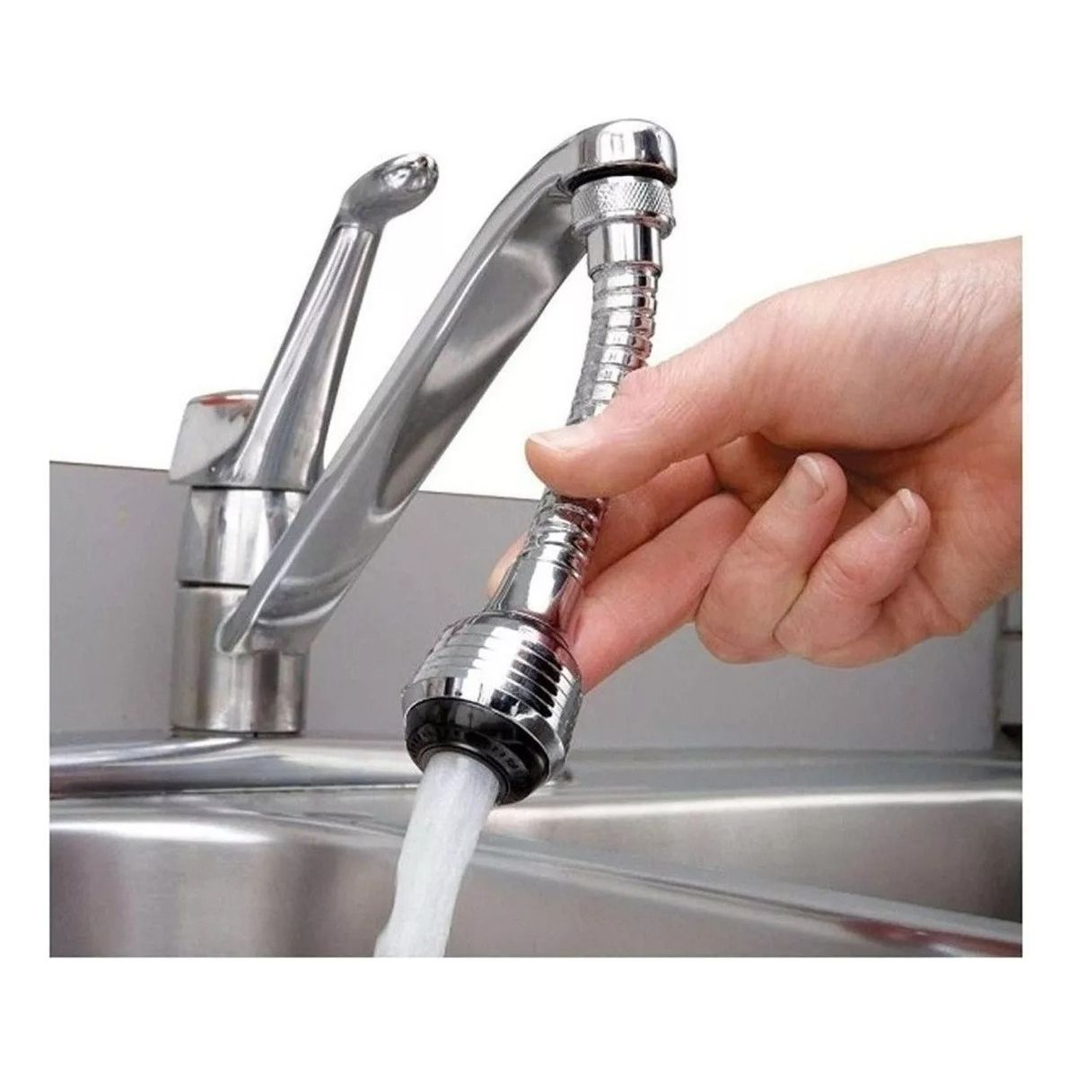 GENERICO - Extension Flexible Llave Agua 360 Cocina Baño Color Plateado