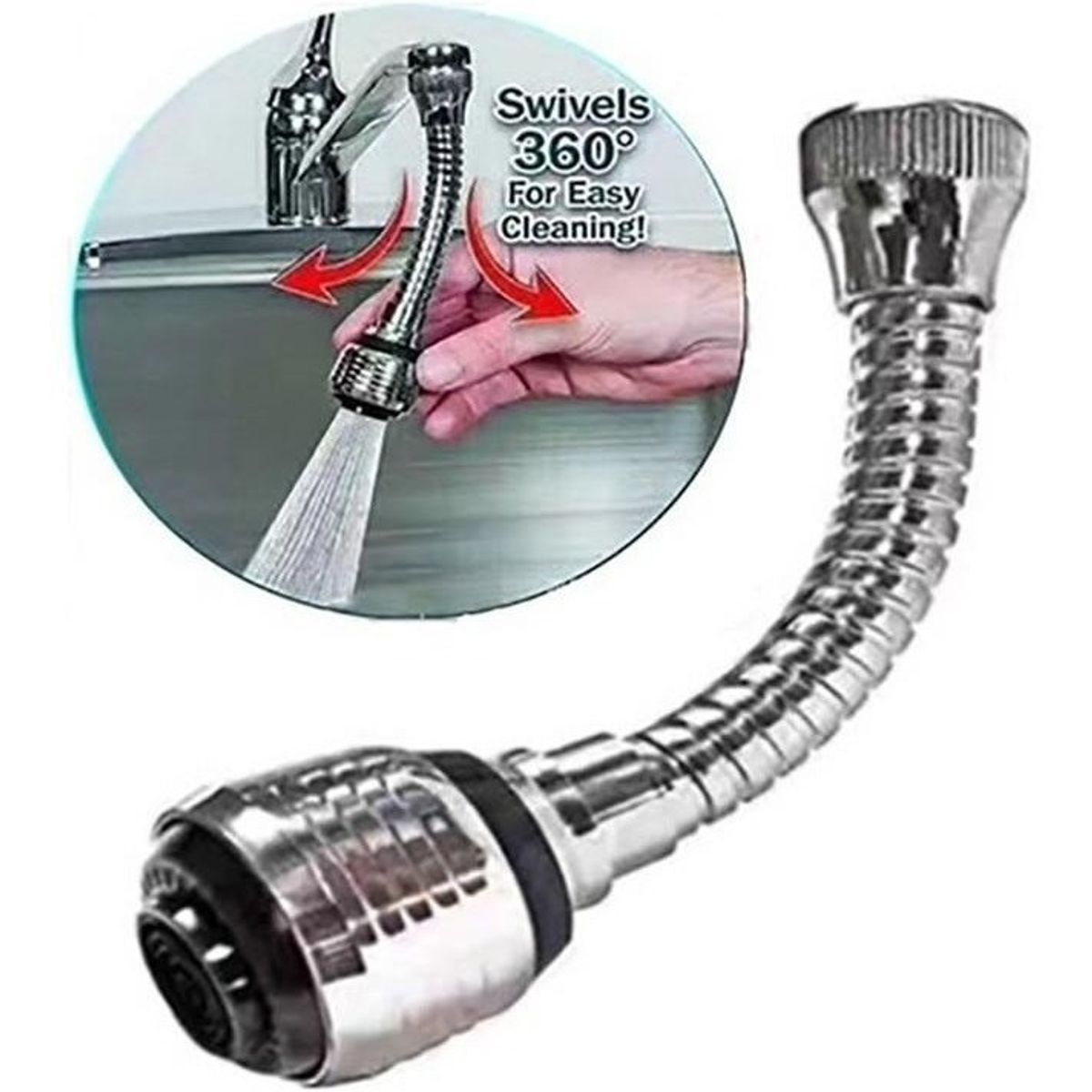 GENERICO - Extension Flexible Llave Agua 360 Cocina Baño Color Plateado