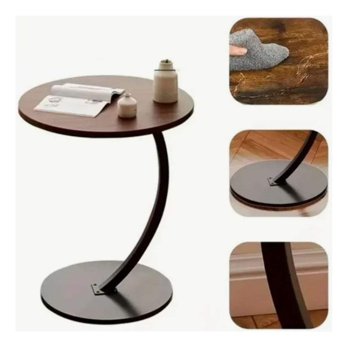 GENERICO - Mesa Lateral Con Diseño Curvo Para Sala Y Dormitorio