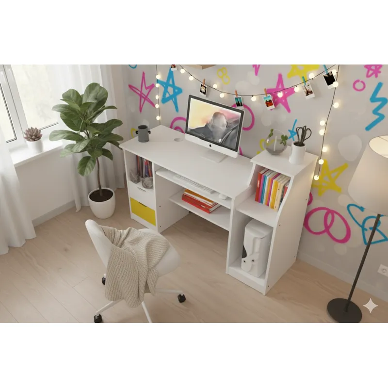 SPACE HOME - escritorio home office modenor con cajones blanco