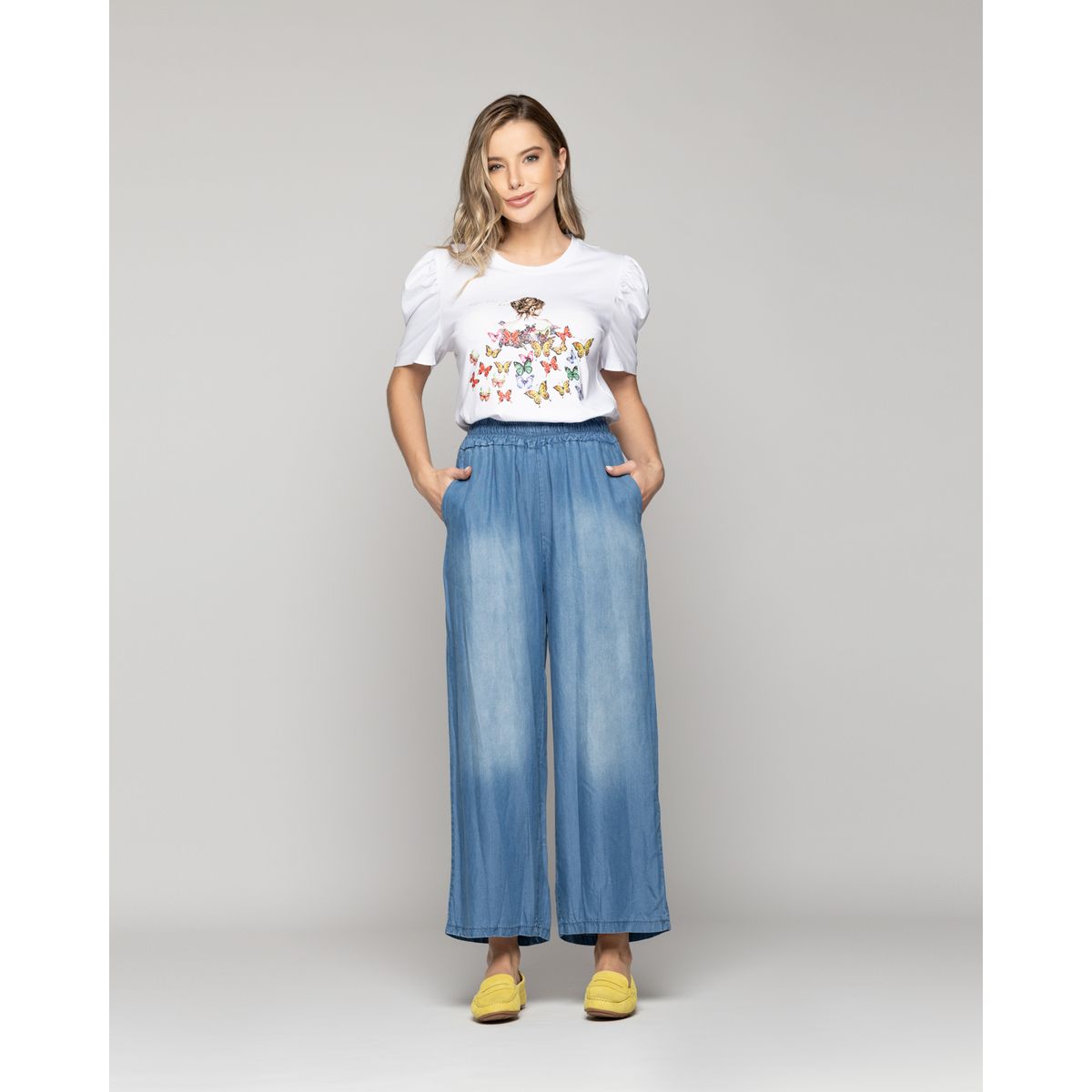 LINEATRE - Pantalón Mujer Penelope Denim Holgado Azul Lineatre