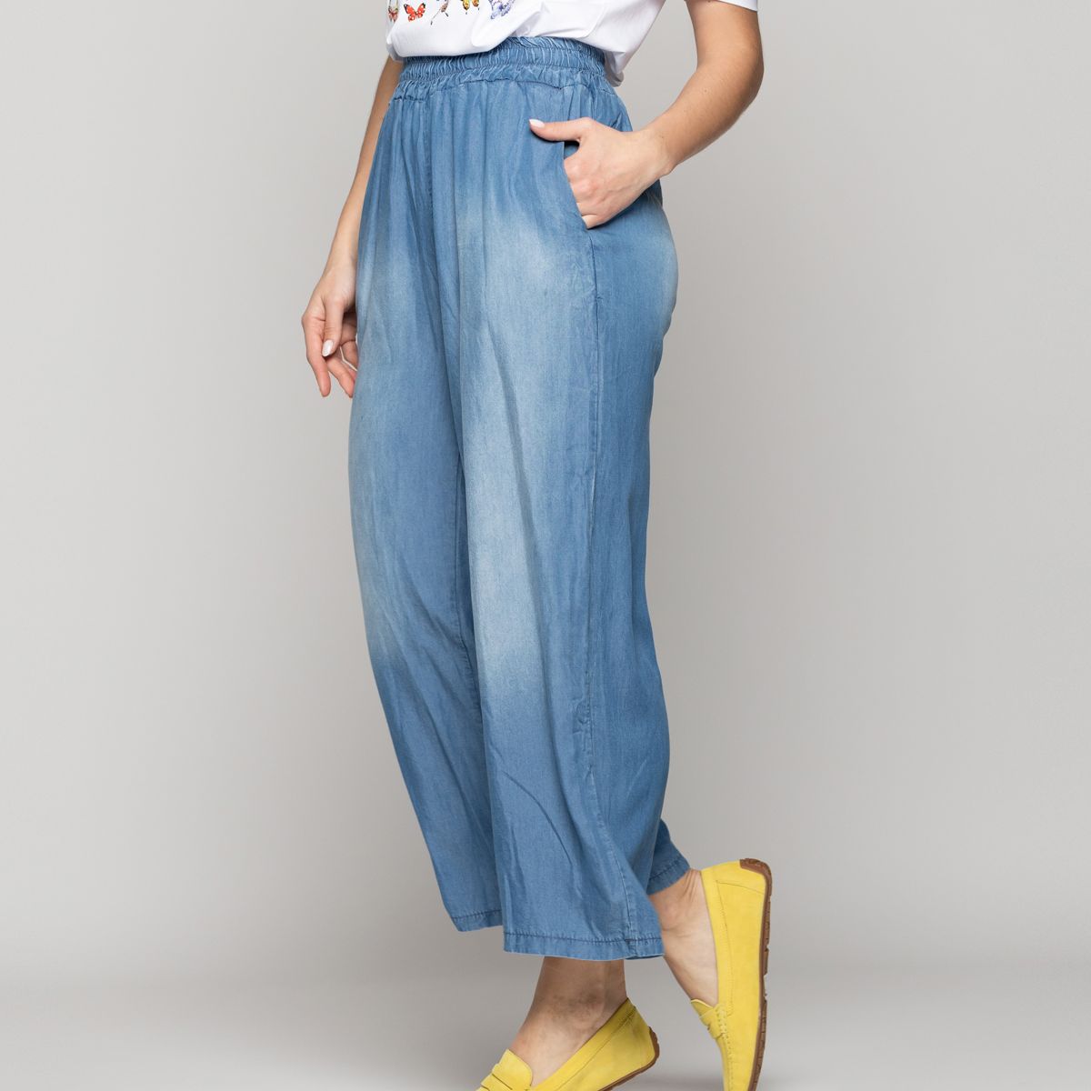 LINEATRE - Pantalón Mujer Penelope Denim Holgado Azul Lineatre