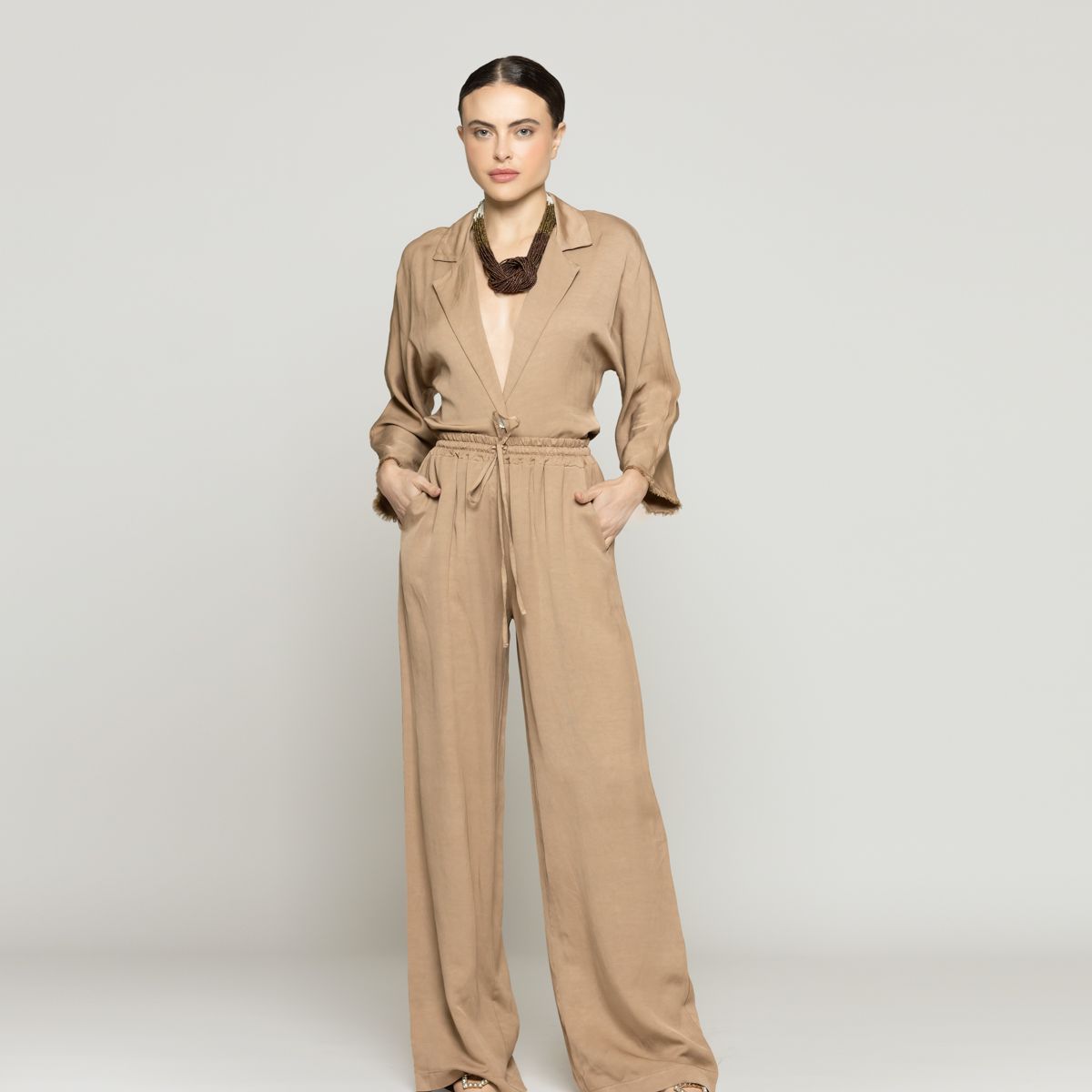LINEATRE - Pantalón Mujer Celina Café Taupe Lineatre