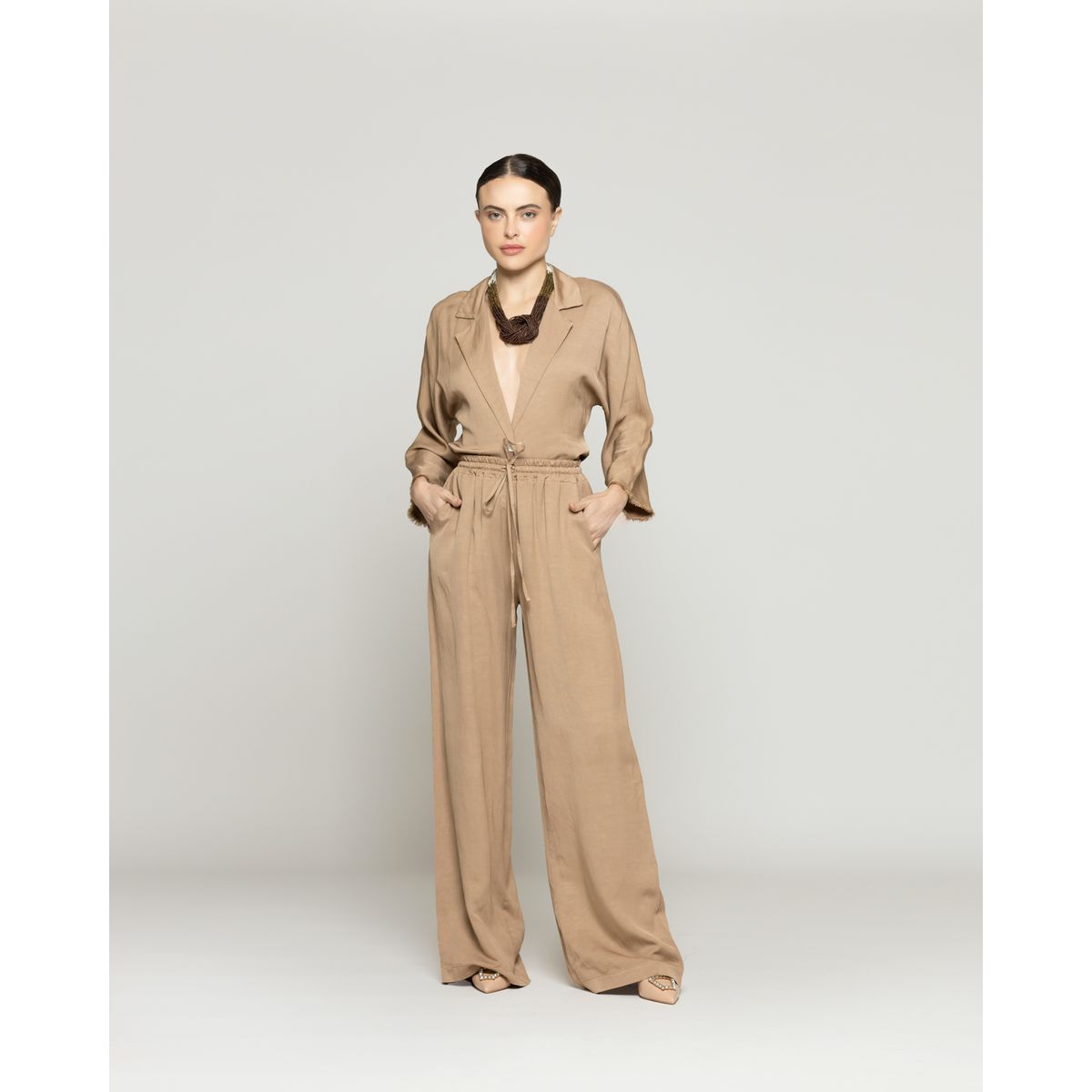LINEATRE - Pantalón Mujer Celina Café Taupe Lineatre