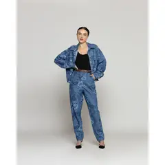 LINEATRE - Pantalón Mujer Candelaria Denim Con Flores