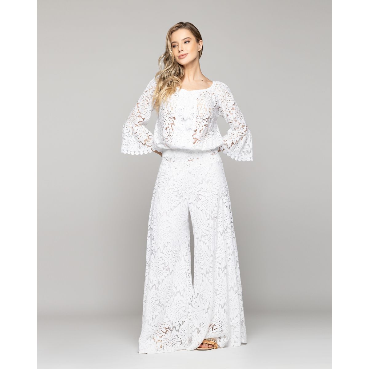 LINEATRE - Pantalón Mujer Benedetta De Corte Palazzo Blanco Lineatre