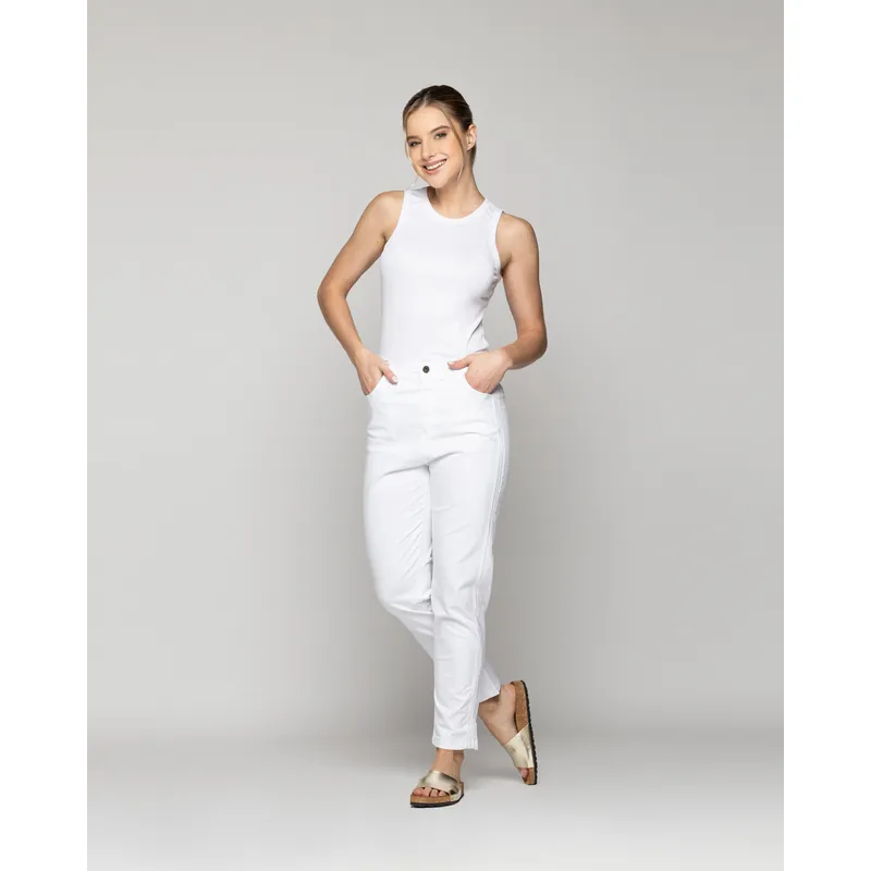 LINEATRE - Pantalón Mujer Piera Tiro Alto Blanco Lineatre