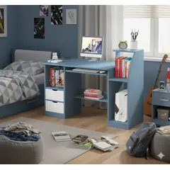 SPACE HOME - Escritorio marron moderno con gavetas biblioteca