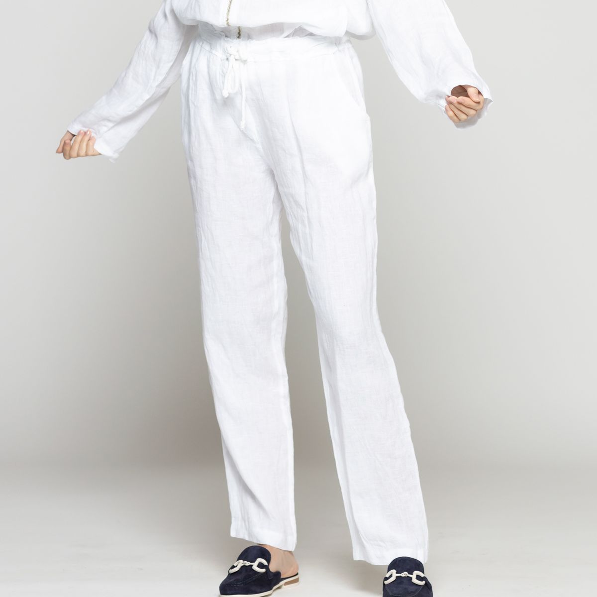 LINEATRE - Pantalón Mujer Belén Lino Blanco Lineatre