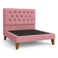 GENERICO - Cama Plaza y Media Rosado Respaldo + Base
