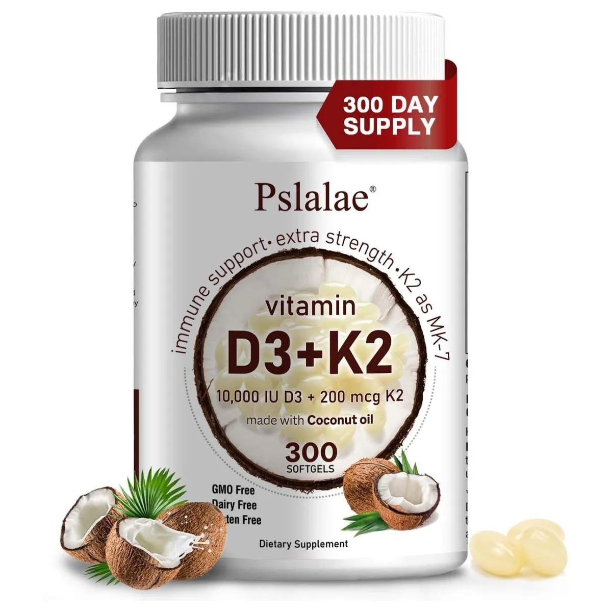 NUTREX RESEARCH - Vitamina D3 Y K2 Mk7 Aceite De Coco Extra Virgen 300 Softgel