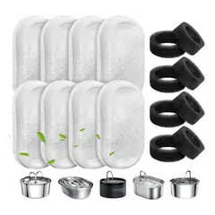 KUANGYE - 8 Filtros Fuente Dispensadores Agua Para Gatos Y 8 Esponjas
