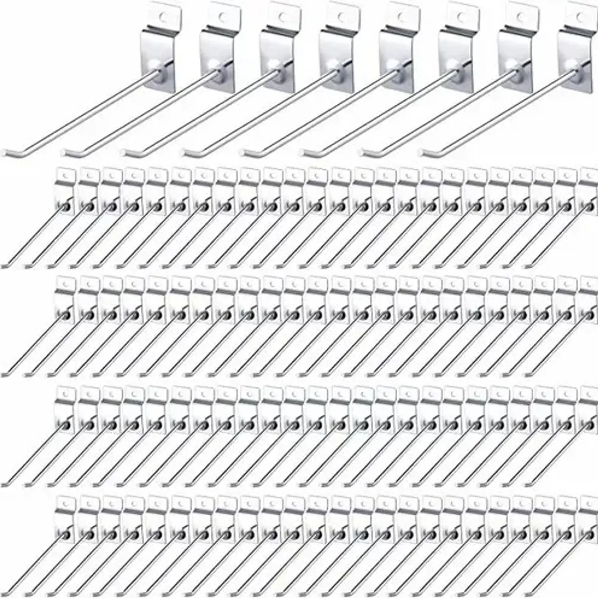 GENERICO - Pack 100 Ganchos Gancheras Panel Ranurado 15 Cm Exhibidor