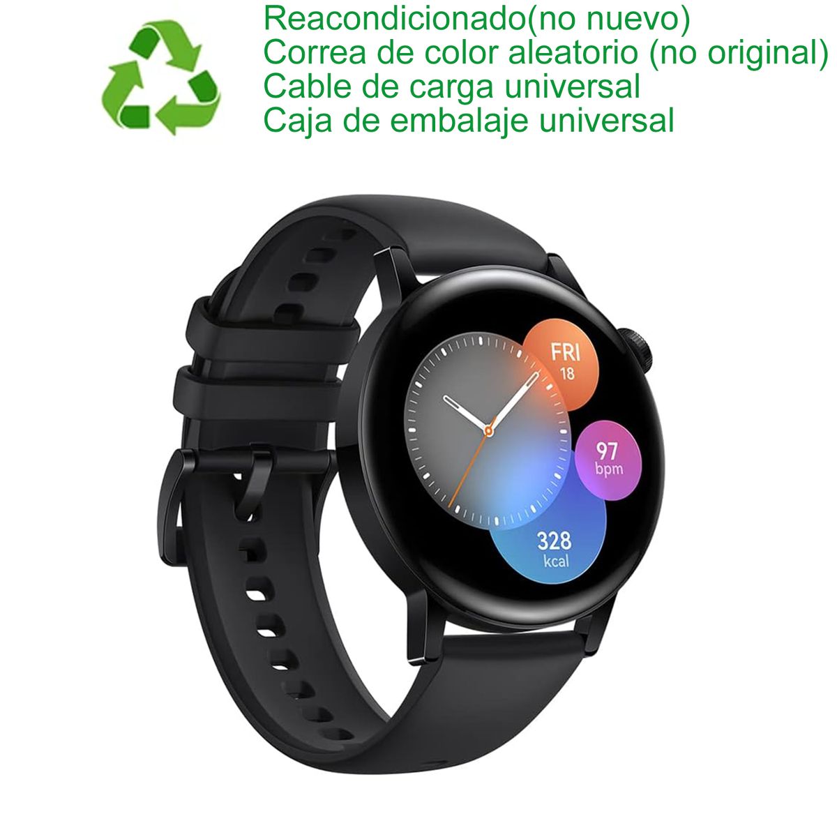 HUAWEI - Huawei GT 3 42mm Bluetooth Negro Reacondicionado(Semi Nuevo)