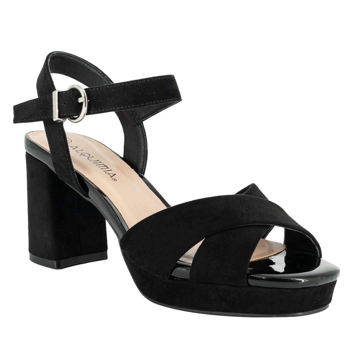 ALQUIMIA - Sandalia de Vestir Mujer Negro Lisa Alquimia