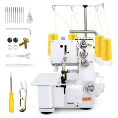 MUNDO MAGIA - Máquina De Coser Overlock De 34 Hilos Con Kit De Accesorios