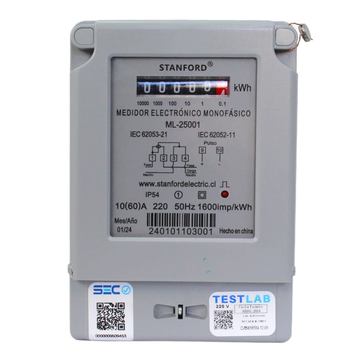 STANFORD - Medidor Eléctrico Monofásico 10-60A