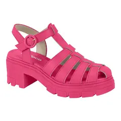 MOLECA - Sandalia Taco Ancho 7cm Mujer Eco Cuero Fucsia