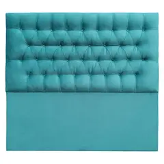 VINTAGE MOBEL - Respaldo de cama capitone 2 plazas Felpa Turquesa
