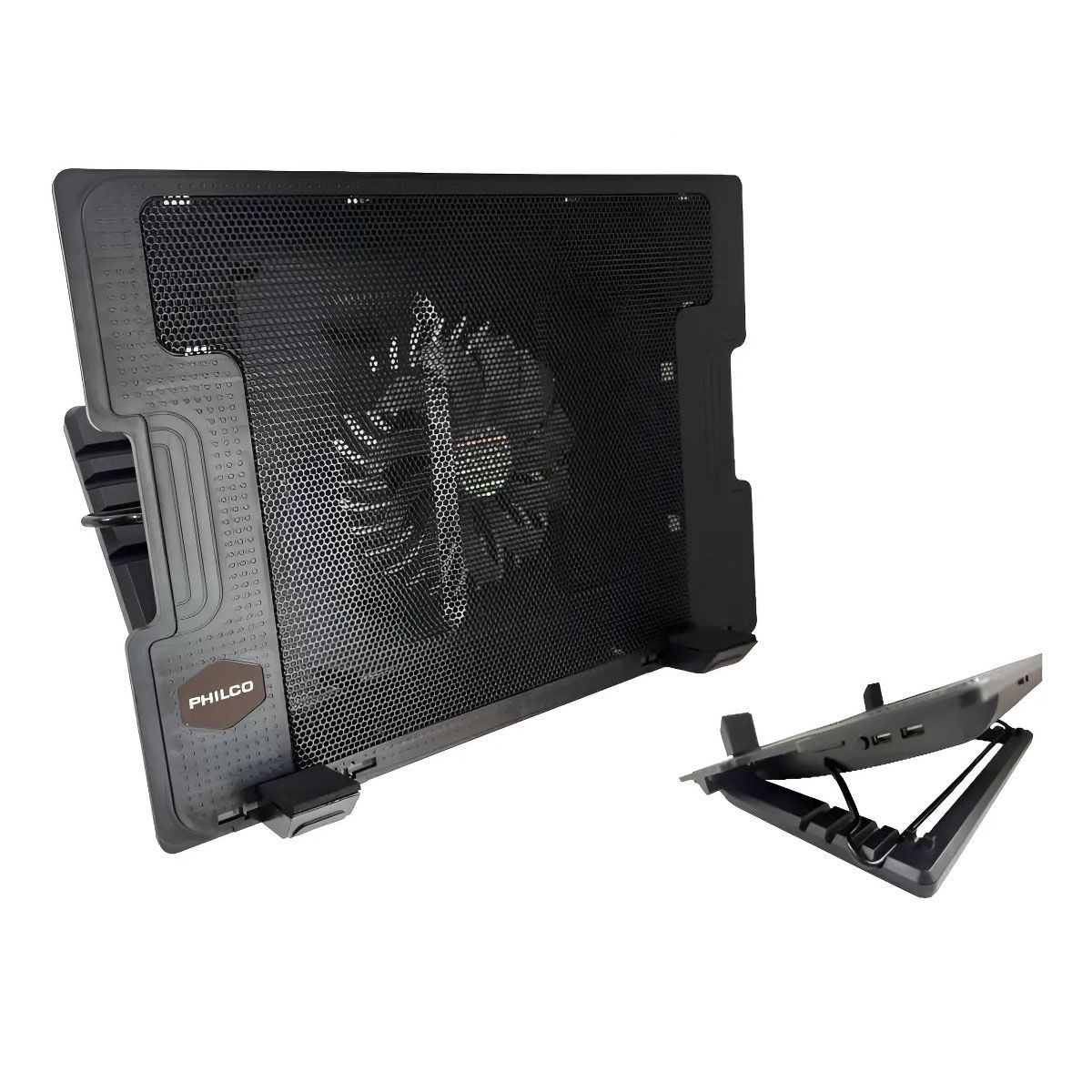 PHILCO - VENTILADOR PARA NOTEBOOK USB, AJUSTABLE EN ALTURA, 2 USB. NEGRO