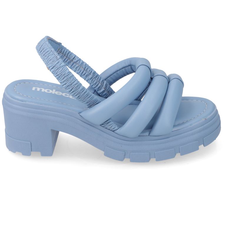 SandaliaTaco Ancho 7cm Mujer Eco Cuero Azul