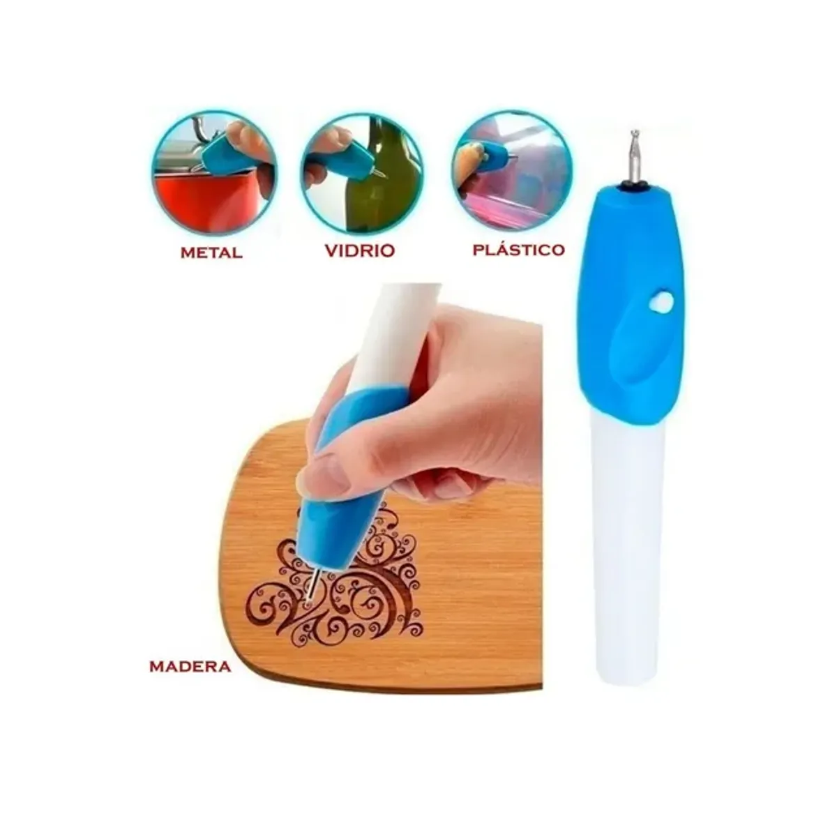 GENERICO - Lápiz Grabador Tallador Metal Plástico Vidrio Madera Cuero