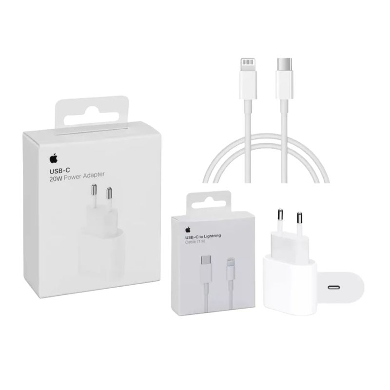 GEN - Cargador para Iphone 20w Carga Rápida + Cable Usb-C A Lightning 1 mt
