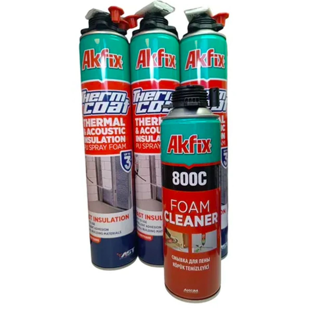 AKFIX - Pack x3 Espuma Poliuretano Proyectado Akfix + Limpiador