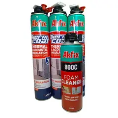 AKFIX - Pack x3 Espuma Poliuretano Proyectado + Limpiador