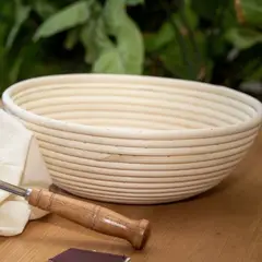 GENERICO - Banneton Circular 25x255x8 Cm Cesta De Rattan Con Funda Lino