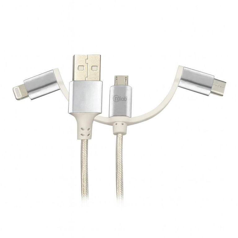 Cable USB 3 en 1 Multi Conector 1M Blanco