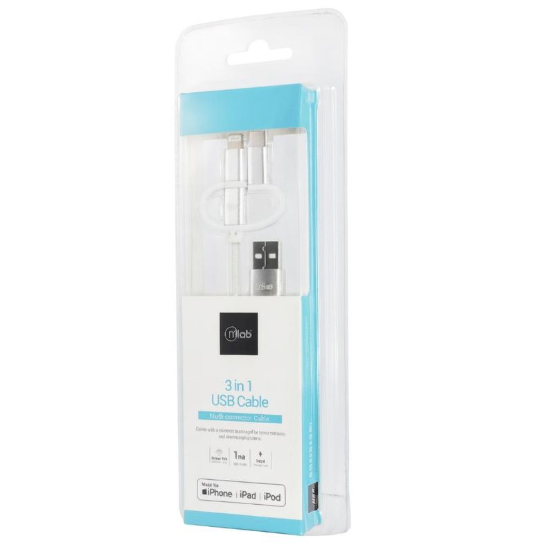 MLAB - Cable USB 3 en 1 Mlab Multi Conector 1M Blanco
