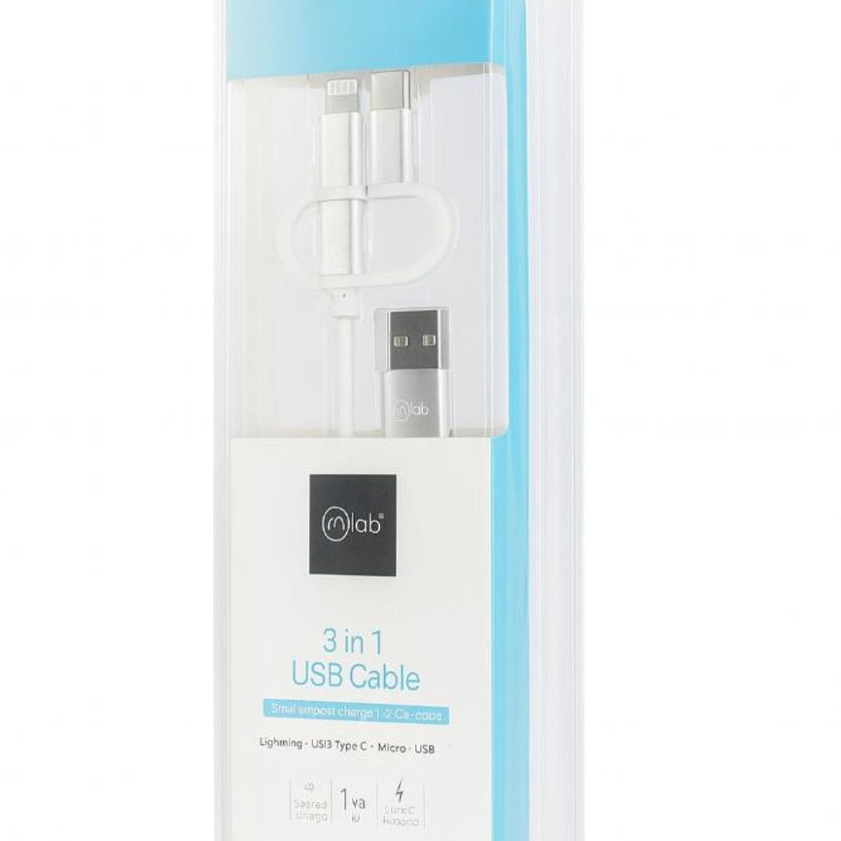 MLAB - Cable USB 3 en 1 Mlab Multi Conector 1M Blanco