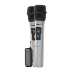 MASTER G - Par De Micrófonos Inalámbricos Receptor Uhf Karaoke Eventos Gris