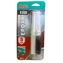 AKFIX - Adhesivo Epoxico Bicomponente A+B 25ml E350 Steel Epoxy - Acero