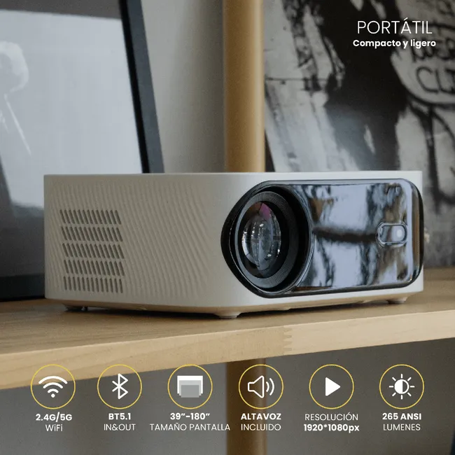 LEVO - Proyector Portátil Orion 12000lm + Telón Elevacion 100" LEVO