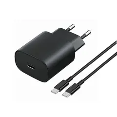 LEVO - Cargador Super Rápido 25W + Cable De Carga Rápida 1Mt - Negro