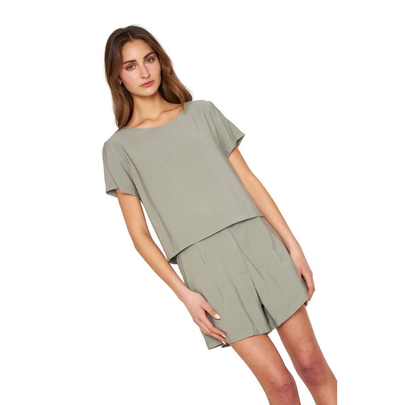 JACINTA TIENDA - Polera Ana manga corta verde Jacinta Tienda