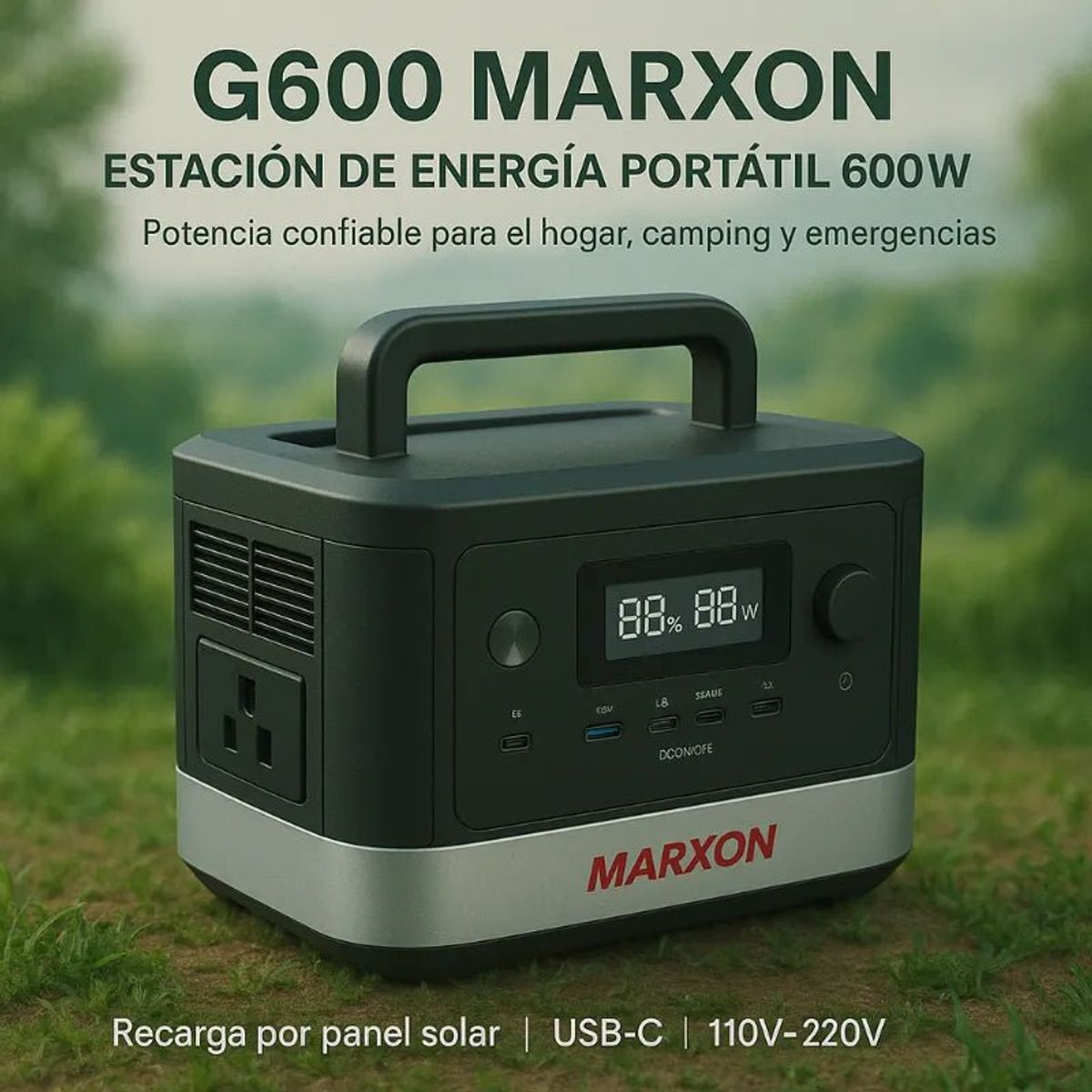 GENERICO - Estación de Energía Portátil MARXON G600 604Wh 600W Solar Carga Rápida