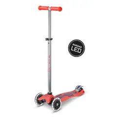 MICRO - Scooter Maxi Deluxe LED Brilla de noche Rojo, Niños 5 a 12 años