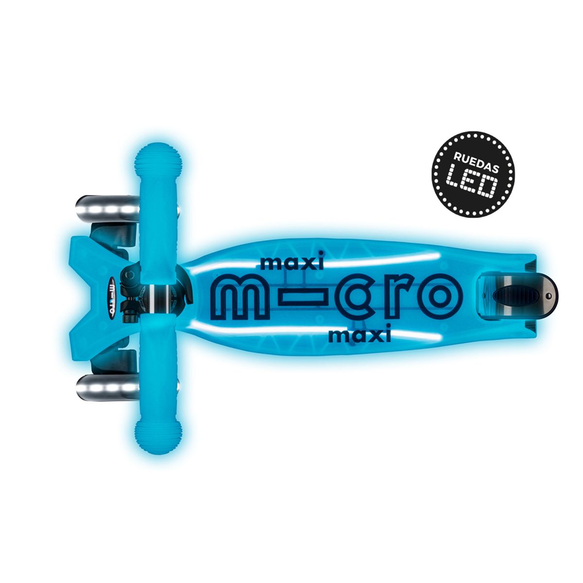 MICRO - Scooter Micro Maxi Deluxe LED Brilla de noche Celeste, Niños 5 a 12 años