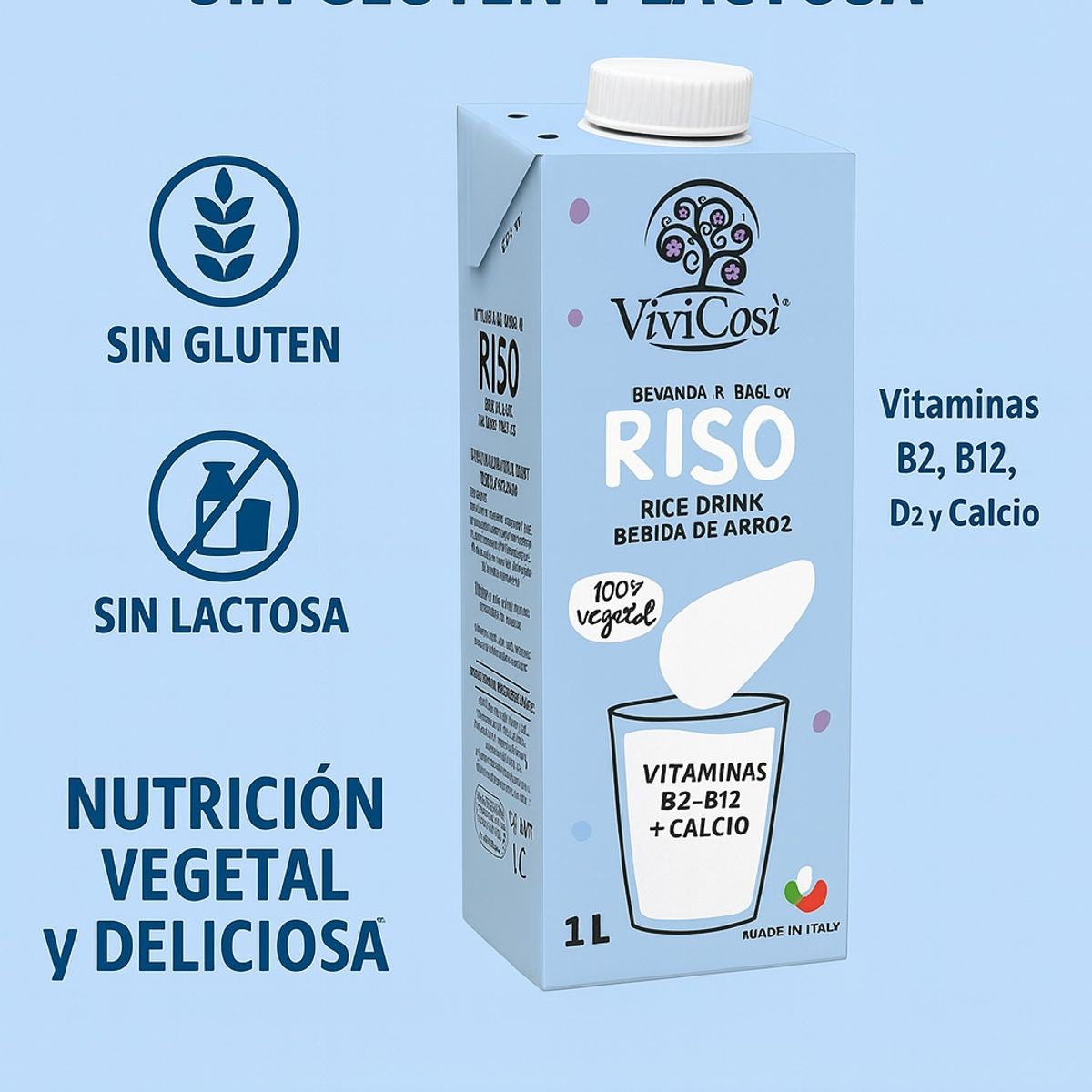 GENERICO - Bebida De Arroz Vivicòsi 1l Vegana Sin Gluten Ni Lactosa