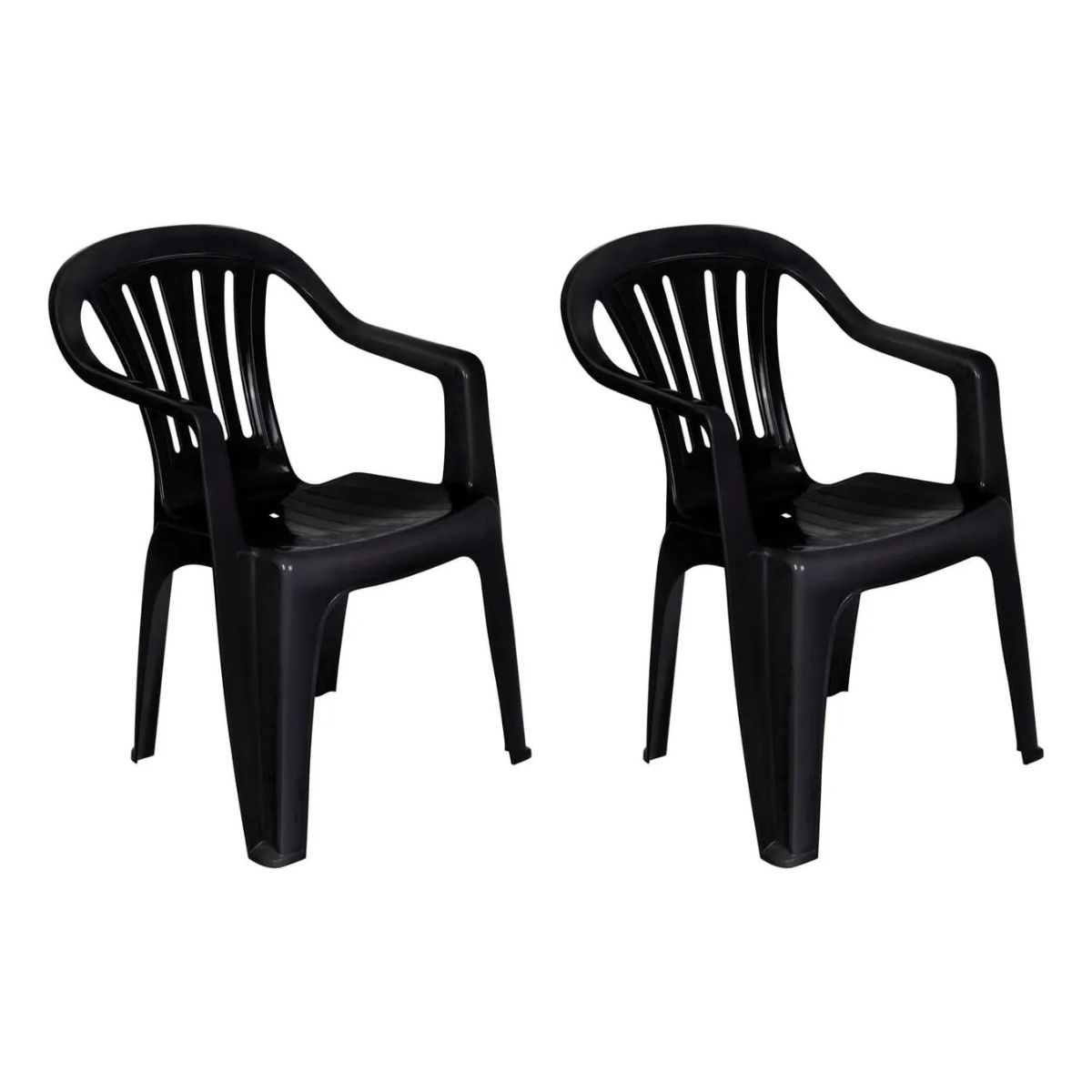 GENERICO - Silla plástica con brazo negra 57x56x81.5 cm 4 unidades Mor