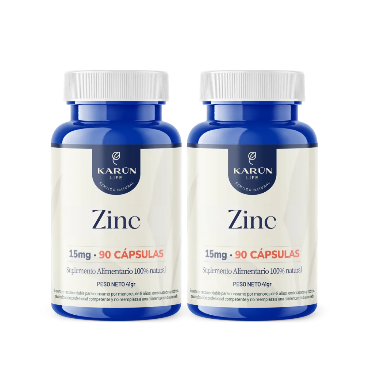 KARUNLIFE - Pack Doble Zinc 180 Cápsulas 15mg Karun Life